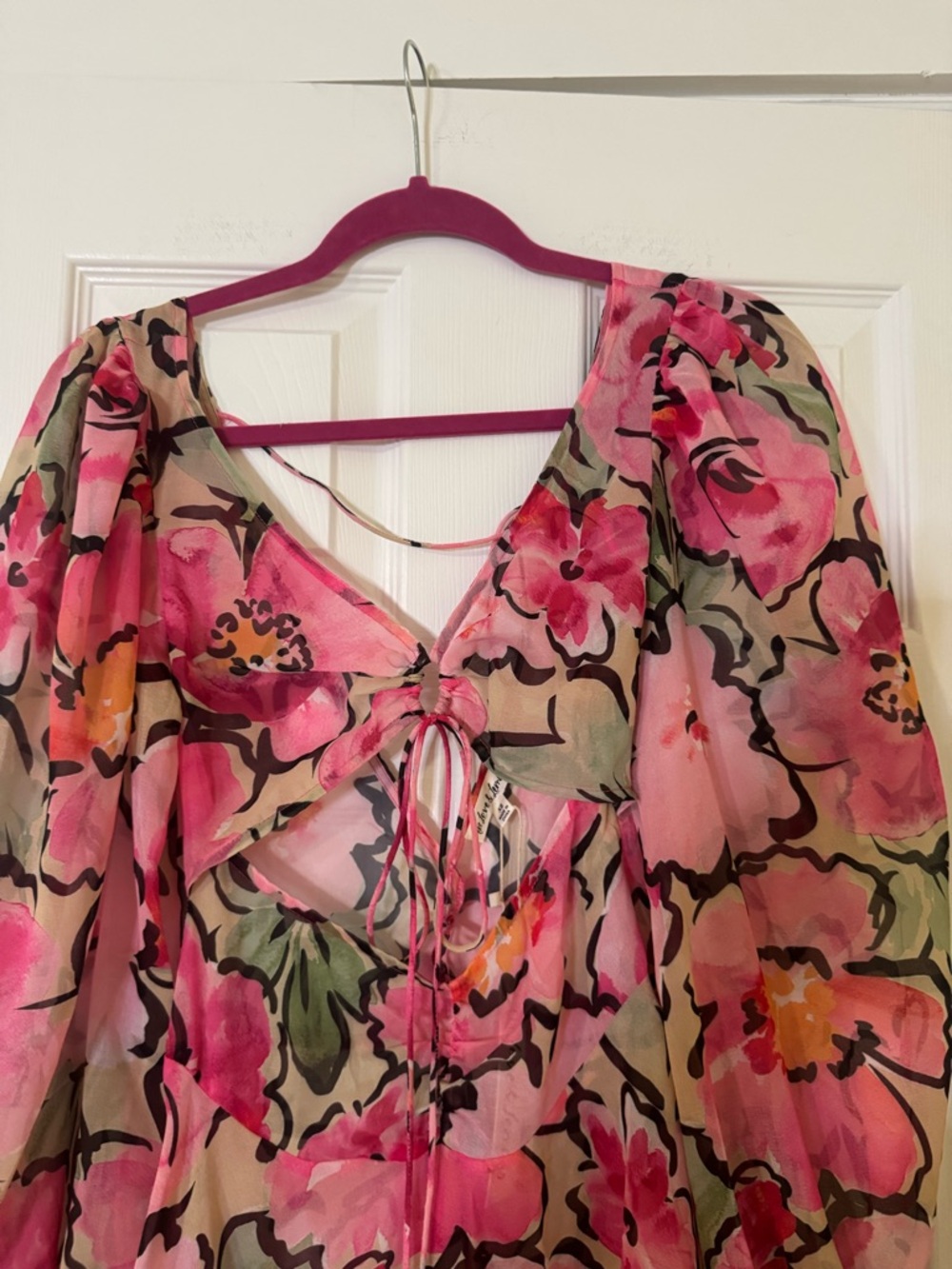 NWT For Love & Lemons Tiana Printed Floral Sheer Cut Out Midi Dress Size XS - Picture 6 of 9